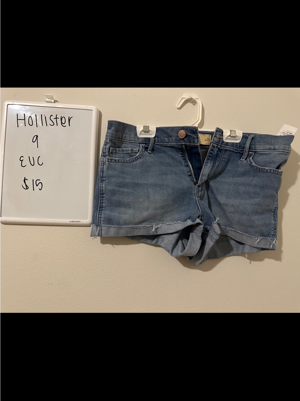 Hollister Medium Blue Denim Frayed Hem Shorts